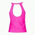 thumbnail image 7 of TOWED22 Women Underwire Tankini Top Only - Twist Front High Neck Bathing Suit Swim Top Tummy Control Cross Swimsuit(Hot Pink,M), 7 of 7