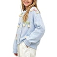 thumbnail image 4 of Cardgigan Sweaters For Teen Girls Cable Knit Embroidered Cute Long Sleeve Knit Tops Kids Button Down Fall Cardigans, Light Blue Size 8-9 Years, 4 of 6