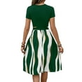 thumbnail image 4 of DYMADE Womens Summer Colorblock Round Neck Short Sleeve Belted Fit & Flare Dress, 4 of 4