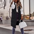 thumbnail image 4 of Gibobby Chaleco de invierno para mujer, Chaleco largo para mujer, color sólido, sin mangas, con capucha para invierno(Negro,XG), 4 of 5