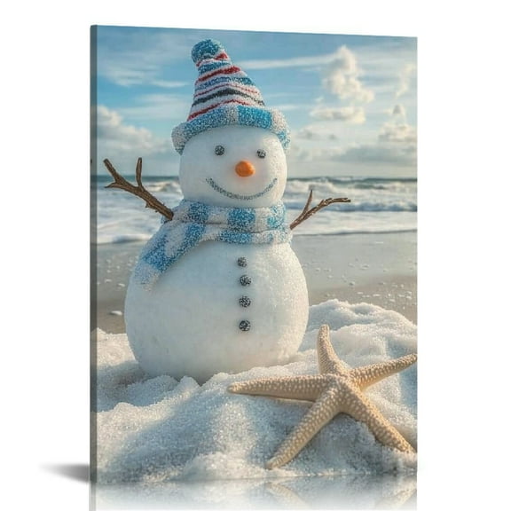 FCXZI Snowman Starfish Canvas Prints Wall Art Home Decor 12x16 12x16in