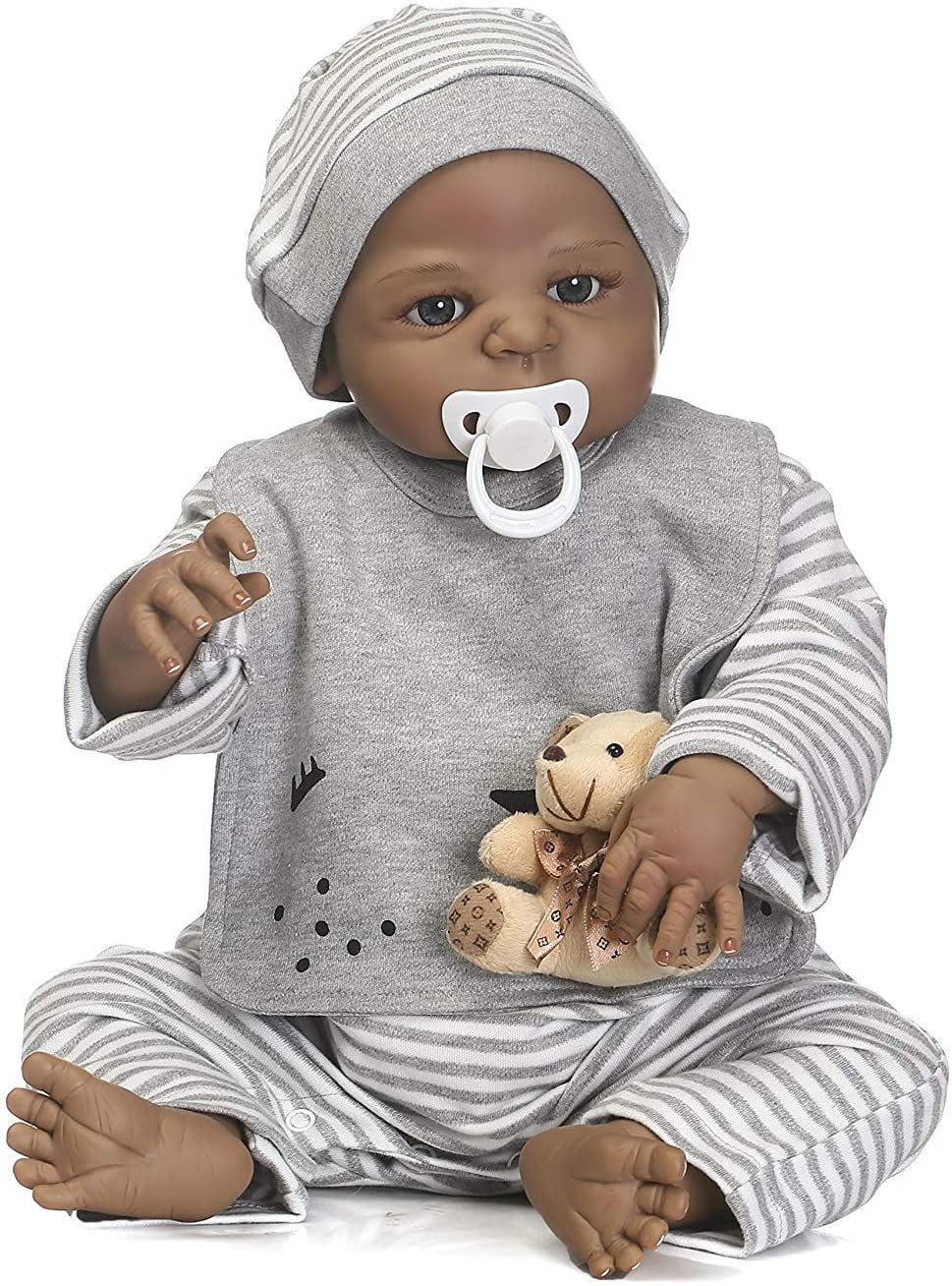 Reborn Baby Doll Black African American 22" Ethnic Biracial Newborn Boy Girl Toy 