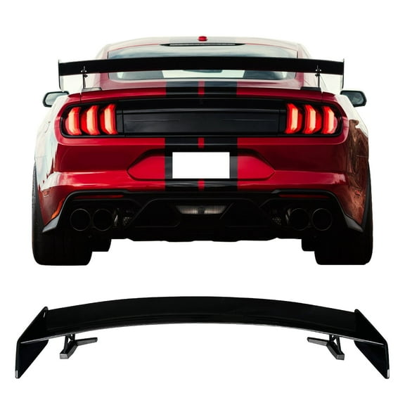 Ikon Motorsports Rear Trunk Spoiler Compatible With 15-23 Ford Mustang Coupe Gloss Black GT500 CFTP Style