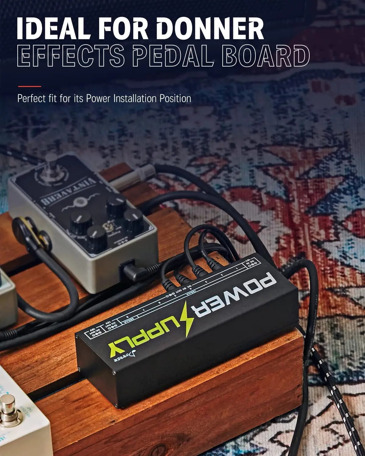 Donner DP-1 Guitar Power Supply Effect Pedal Cables 10 Isolated DC Output for 9V/12V/18V Effect Pedal