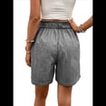 thumbnail image 3 of Pantalones Cortos de de Cintura Alta y Pierna con Bolsillos para Mujer, de Verano Gris Oscuro M, 3 of 7