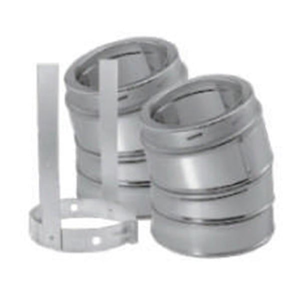 M & G Duravent 6DT-E30KSS 6 Inch  Dura-Vent Duratech Stainless 30 Deg Elbow Kit  Includes 2 Adj Ss Elbows  1 Elbow Strap