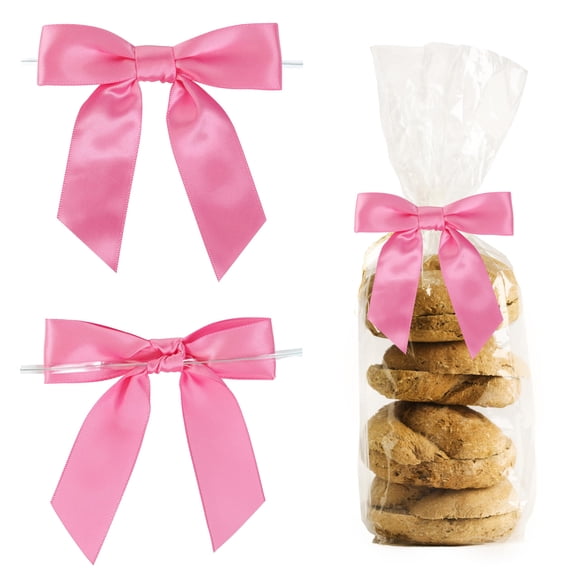 Lazos de satén trenzado LIZLOVESS, rosa intenso, 3.5 pulgadas, paquete de 50