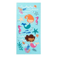 Mainstays Quick-Dry Cotton Multi-Color Beach Towel, Mermaid
