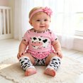 thumbnail image 2 of HAYIMI Baby Girl Cartoon Cow Print Short Sleeve T Shirt And Leggings Toddler Summer Outfit Sets Breathable Clothes Sets, 2 of 4