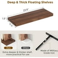 thumbnail image 2 of 24 Inch Floating Shelves for Wall, 9.3 Deep Wall Shelves for Home Decor & Storage, 24x9.3x1.5 Large Wooden Shelf with Heavy-Duty Bracket, Deep Shelf for Kitchen, Living Room, Walnut Color, 2 of 14