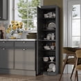 thumbnail image 4 of 100% Solid Wood 16.5" Kitchen Pantry Storage Cabinet with Doors and Adjustable Shelves, Gray Wooden Cabinet, 4 of 7