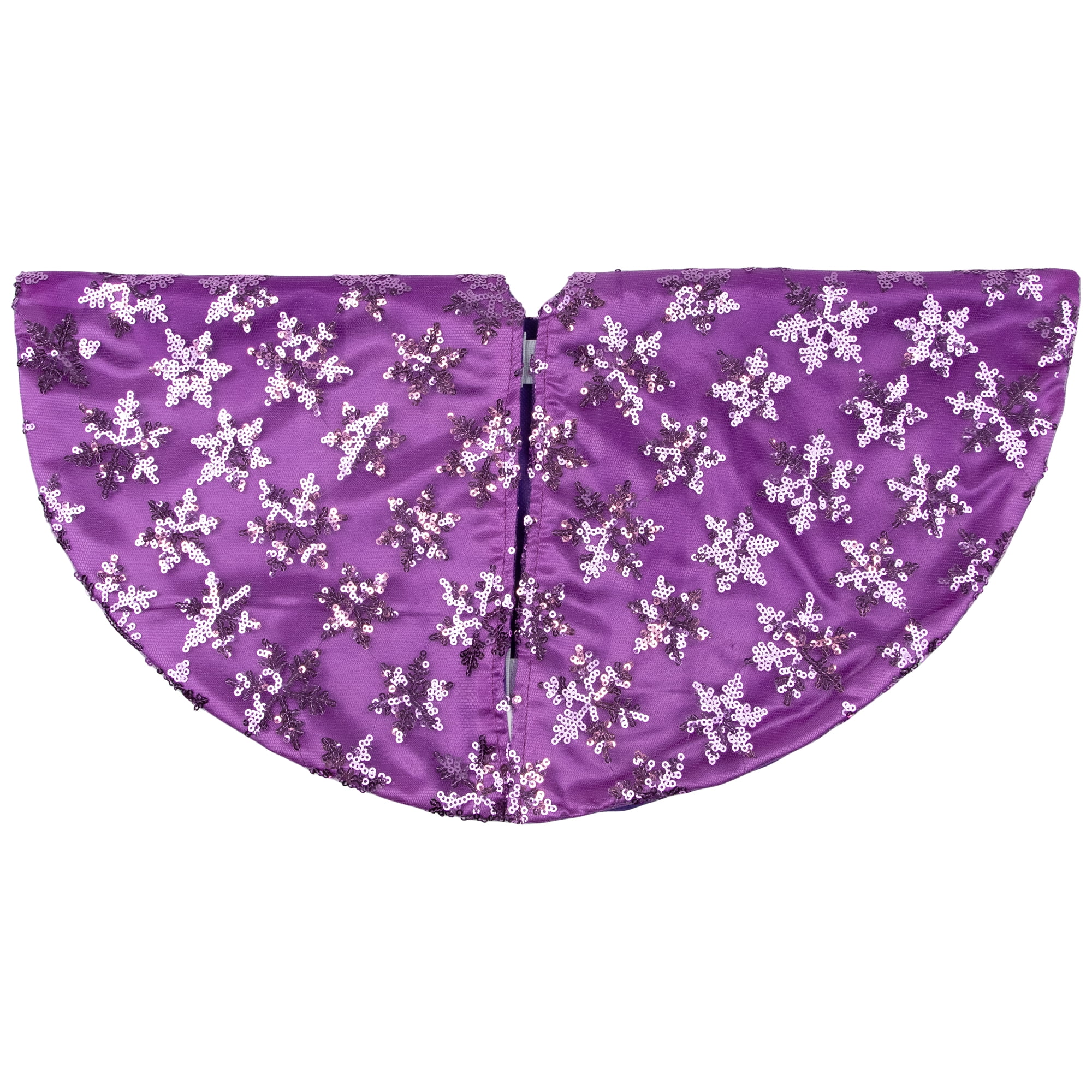 20" Decorative Purple Sequin Snowflake Pattern Mini Christmas Tree Skirt