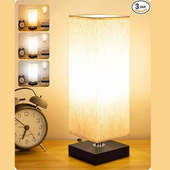 Touch Control table Lamp bedside lamp, 3-way Dimmable Touch desk Lamp Modern Sängbordslampa with a Square Tyglampskärm Simple-to-Night