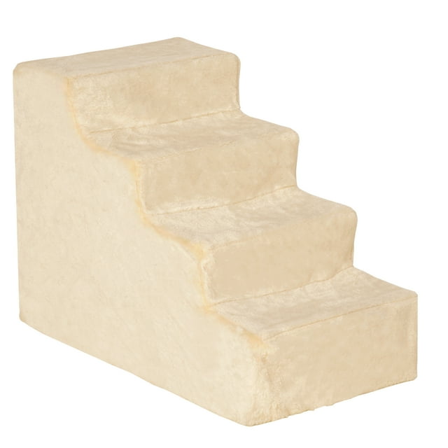 PawHut 4-Step Pet Steps Cat Stairs, Cats/Dogs, Climbing on Bed, Beige