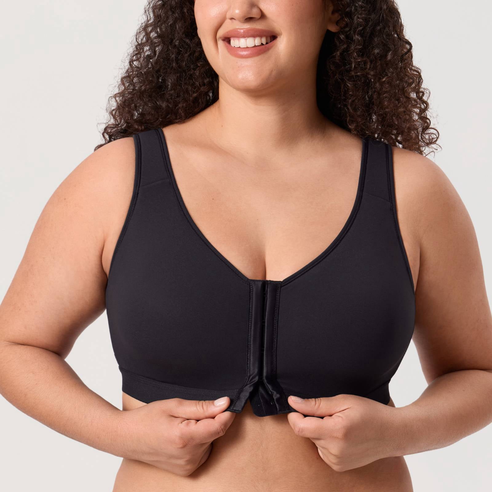 DELIMIRA Women's Posture Bra Front Closure Lightly Padded Plus Size Wireless Full Coverage Bras