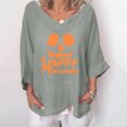 thumbnail image 2 of Blusa De Mujer Con Cuello En V Y Estampado De Algodón Y Lino Con Manga Tres Cuartos Fridja  hj3296, 2 of 5
