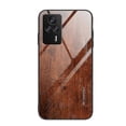 thumbnail image 1 of Funda de vidrio con vetas de madera para Xiaomi Redmi K60e, marrón oscuro, 1 of 5