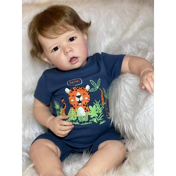iCradle Lovely Reborn Baby Dolls Boys Adorable 19 inch 48cm Soft Full Body Vinyl Realistic Newborn Baby Doll Boy That Look Real Life Baby Dolls Toy for Kids Ages 3 