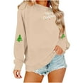 thumbnail image 4 of SwiftWear Holiday Comfort Crewneck Sweatshirt for Women - Long Sleeve Merry Christmas Graphic Pullover Tops Beige, 4 of 9