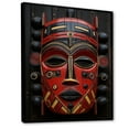 thumbnail image 2 of Designart "Ancestral Masks in Crimson III" People Framed Wall Art - Global Red African Mask Living Room Framed Canvas Art, 2 of 6