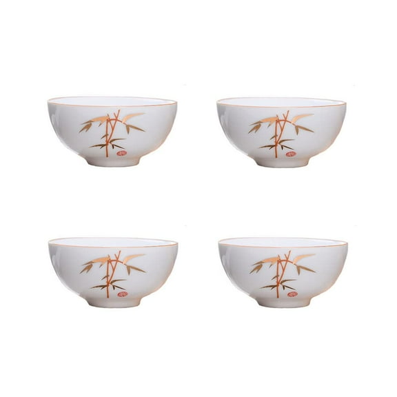 Chinese Tea Tasting Cup Set of 4, 2oz White Porcelain Mini Cups for Gongfu Tea Ceremony