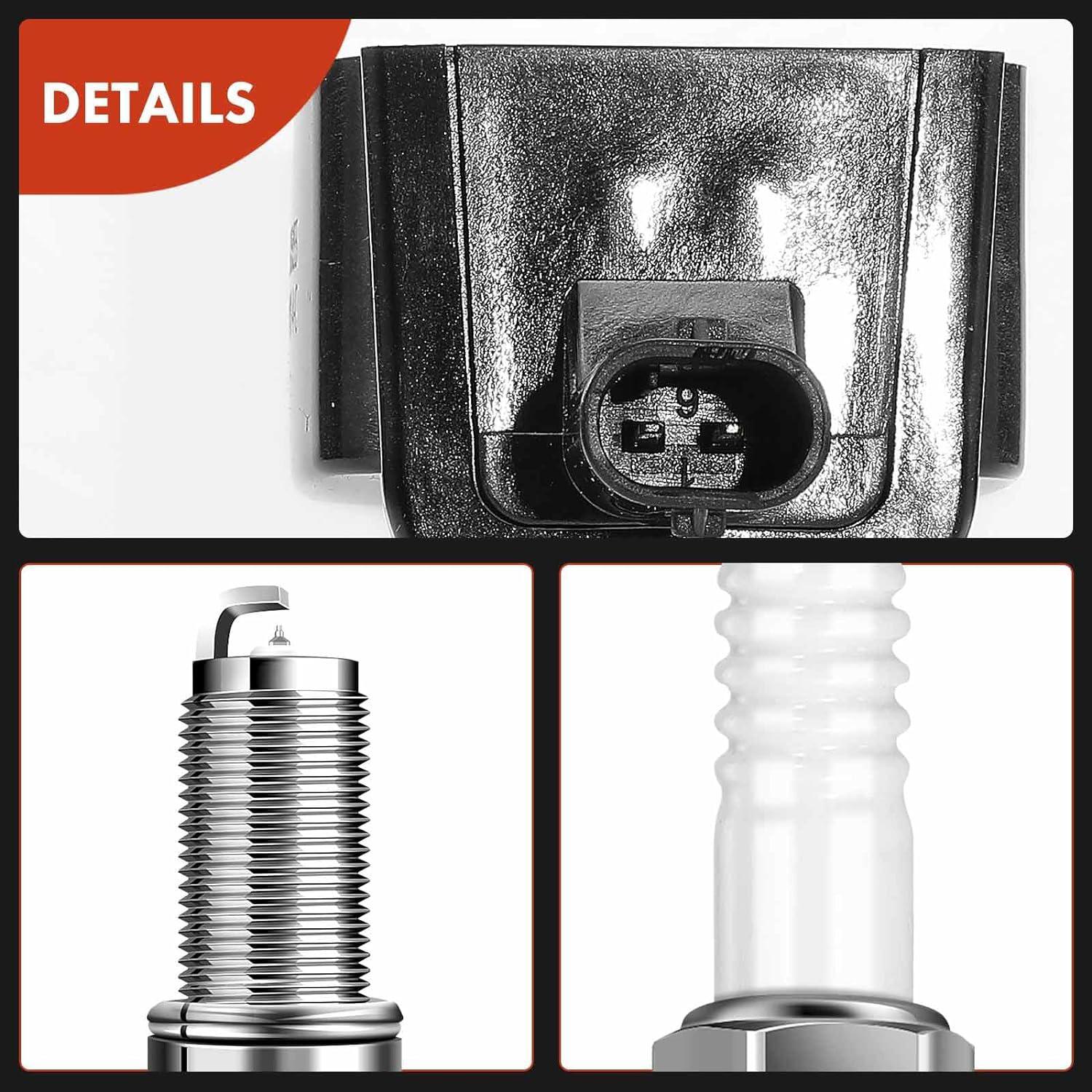 A-Premium Set of 4 Ignition Coil Pack and Iridium Spark Plugs Compatible with Jeep Cherokee 2014-2020 Compass 2018-2020 Renegade 2015-2020 & Chrysler 200 & Ram ProMaster City & Dodge Dart Fiat 500X