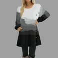 Womens Fall Dresses 2024 Buttons Side Dresses Long Sleeve Round Neck