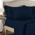 thumbnail image 2 of 4 Piece Corner Ruffle Sheet Set, 3" Inch Corner Ruffle On Flat Sheet, 21 Inch Deep Pocket, 100% Egyptian Cotton, 800 TC, Olympic Queen Size, Solid Navy Blue, 2 of 6