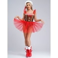 thumbnail image 4 of YiZYiF Women Christmas Dance Costume Gingerbread Man Costume Mesh Tutu Skirt Figure Skating Leotard Dancewear Brown M, 4 of 7