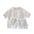 thumbnail image 2 of hengsof Girls Princess Pajamas Set, Summer Thin Fashion Pattern Printed Short Sleeve Crew Neck Top Soft Shorts Home Wear Set, 2 of 5