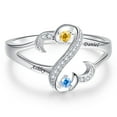 thumbnail image 3 of 925 Sterling Silver Personalized Mothers Rings with 2 Simulated Birthstones Customized Names Rings, 3 of 5
