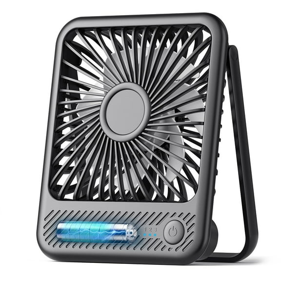 Portable Desk Fan, 3.5-20hrs Battery Operated Small USB Fan with Ultra Quiet 220° Tilt Folding, Rechargeable Personal Fan with 3 Speeds Strong Wind for Home Office Desktop, Black