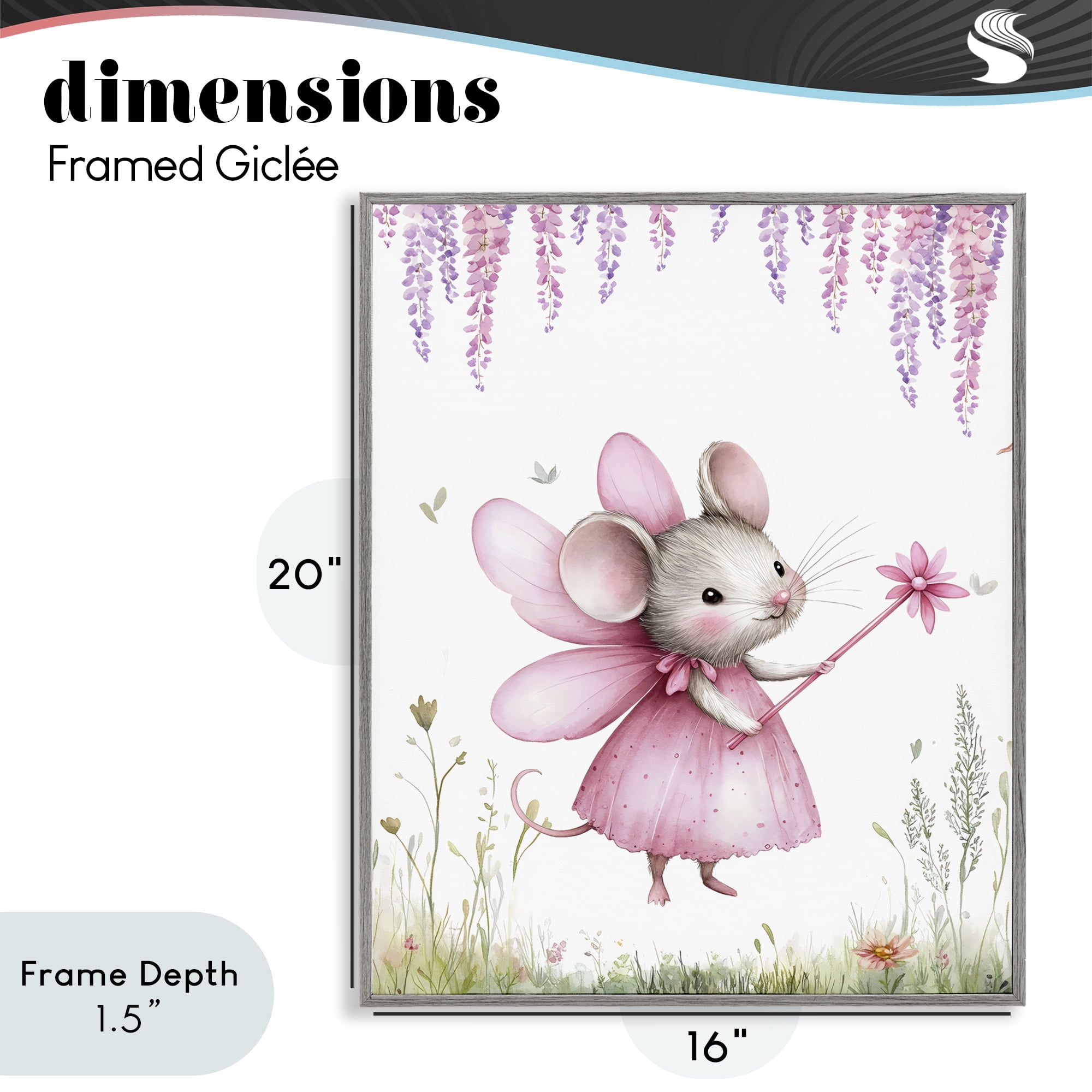 Stupell Industries Woodland Mouse Forest Fairy Gray Framed Giclee Art, design by LSR Design Studio