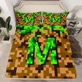 thumbnail image 2 of Manfei Personalized Initial M 3pcs Twin Sheet Sets for Children Kids Teens,Building Blocks Twin Fitted Sheet,Construction Game Breathable Flat Sheet,Super Cozy Room Decor, 2 of 7