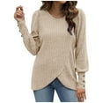 thumbnail image 1 of yoeyez Tunique en Tricot pour Femmes, Chandails à Manches Torsadées Patchwork, Col Ras du Cou Raglan, Chemises à Manches Longues, Hauts de Mode d'Automne 2024, Kaki, M, 1 of 6