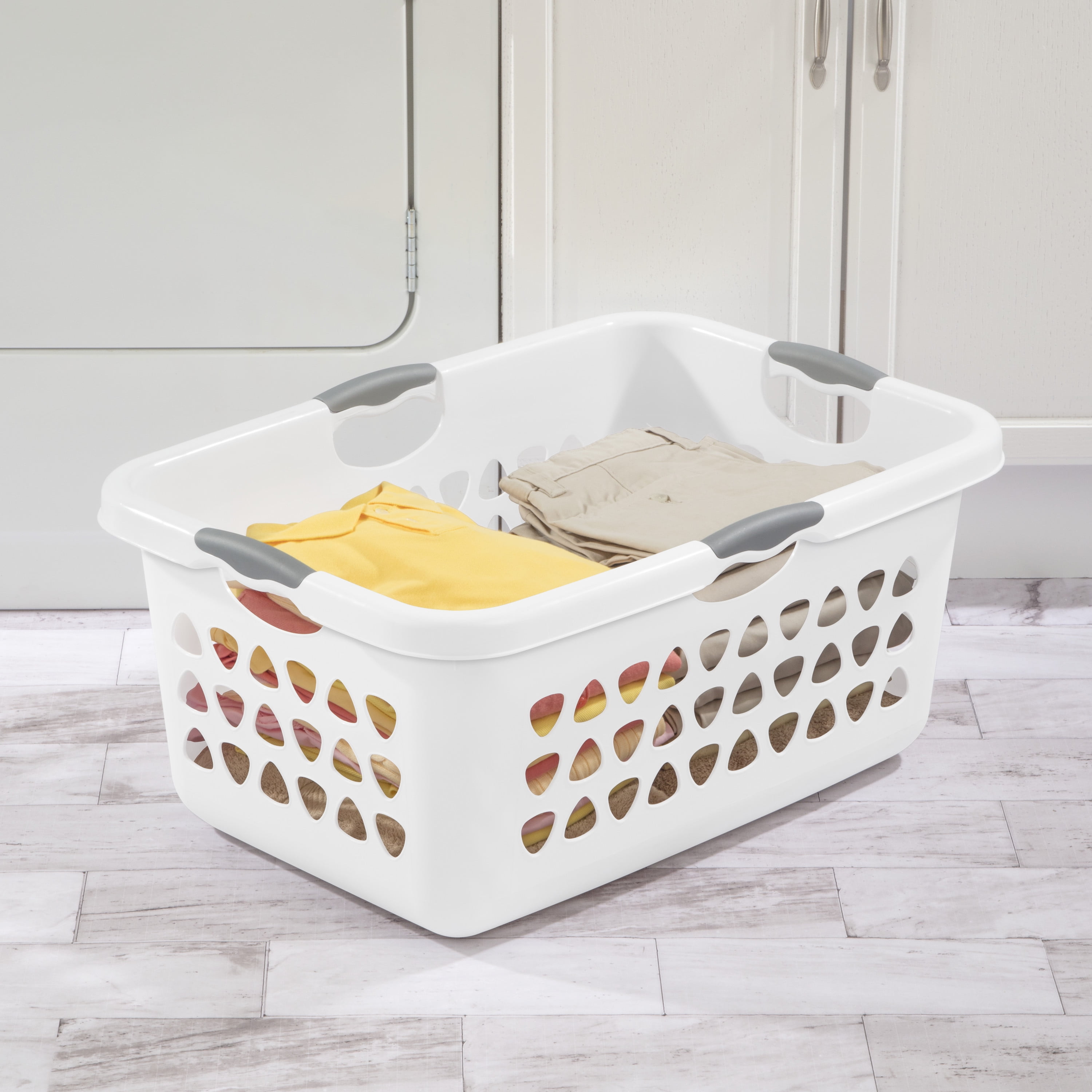 Sterilite 2.7 Bushel Jumbo Plastic Laundry Baskets, White, 2 Pack, Size: 26 3/4 inch Large x 20 inch W x 15 7/8 inch H