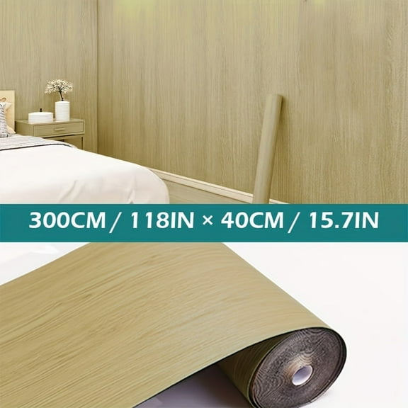 Retro Wood Grain Self-Adhesive Wallpaper - 1 Roll, Peel & Stick, Waterproof, Oil-Resistant, Easy to Cut & Apply Contact Paper, 15.7in x 118in, Perfect for Living Room, Kitchen, Bedroom, Dorm Decor