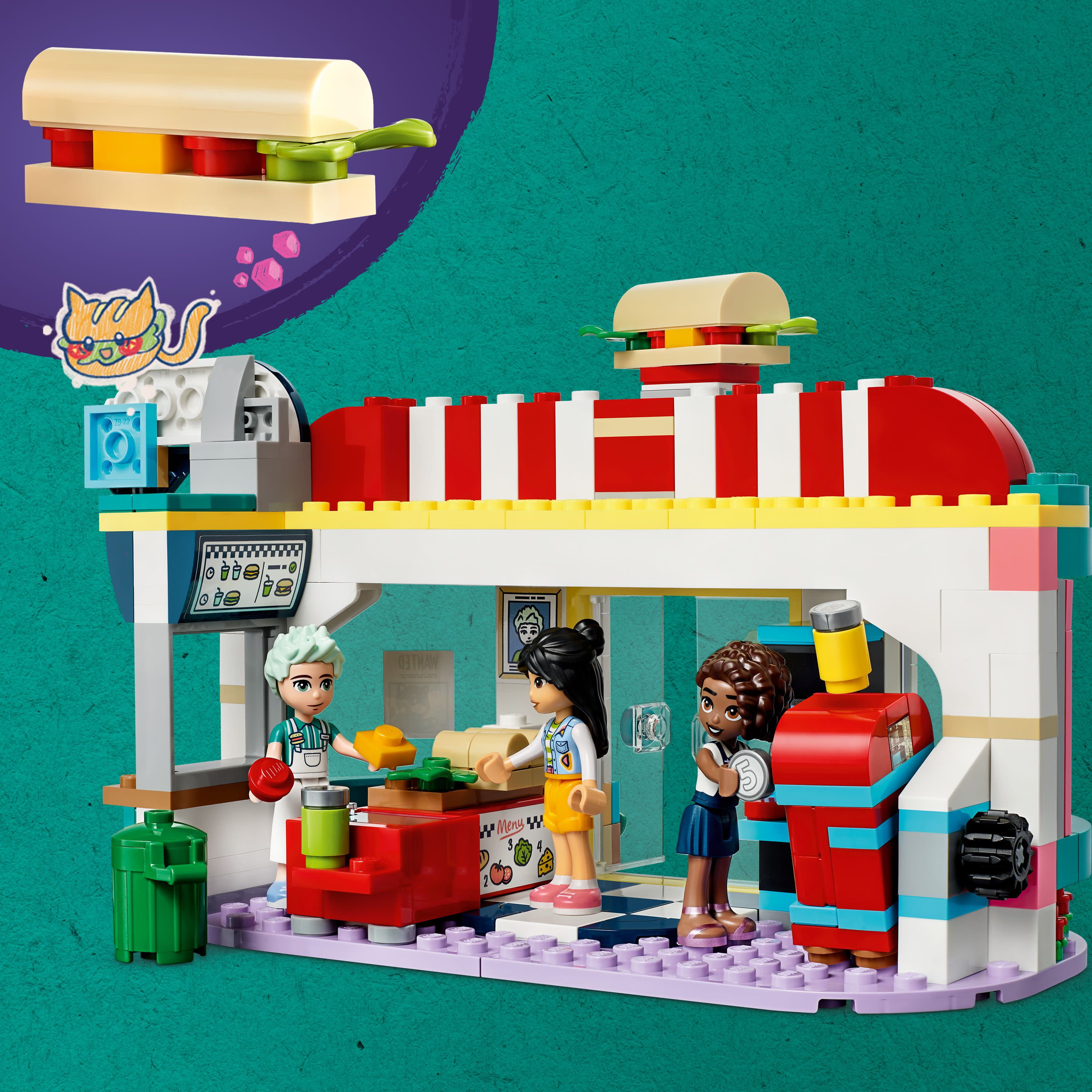 LEGO Friends 41728 Le snack du centre ville, Jouet Enfants 6 Ans,  Mini-Poupées Liane, Aliya pas cher 