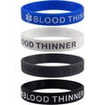 thumbnail image 1 of HAHADAXA "BLOOD THINNER" Medical Alert ID Silicone Bracelet Wristbands 4 Pack, 1 of 2