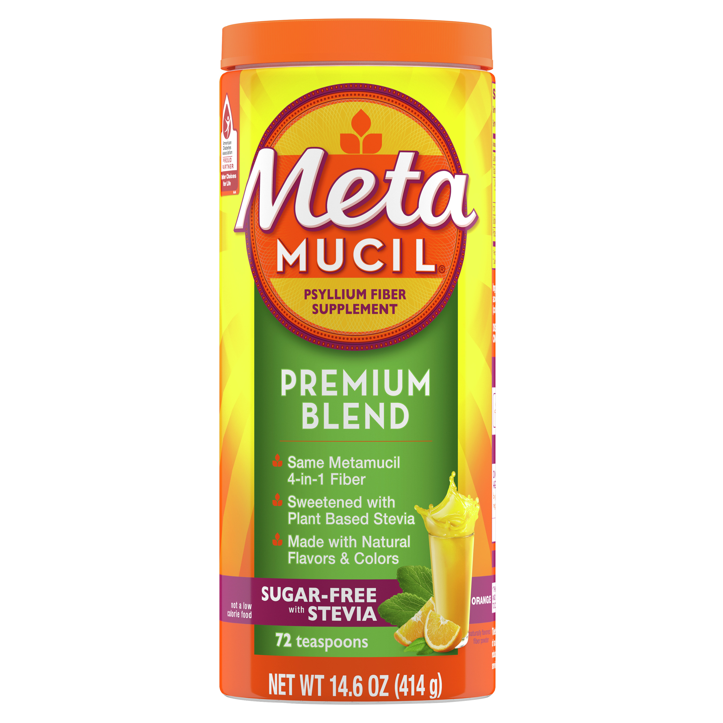 Metamucil Psyllium Stevia Fiber Supplement Powder, Orange, 72 Tsp - image 2 of 8