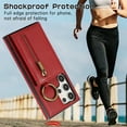 thumbnail image 3 of ELEHOLD Case for Samsung Galaxy S24 Ultra, Zipper Leather Wallet Crossbody Case with Detachable Ring Kickstand & Card Slots,Red, 3 of 9
