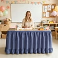 thumbnail image 4 of 75x180cm Navy Pleated Ruffled Teacher Desk Skirt Washable Table Cover For Back To School Classroom Kitchen Party Cabinet Decoration, 4 of 4