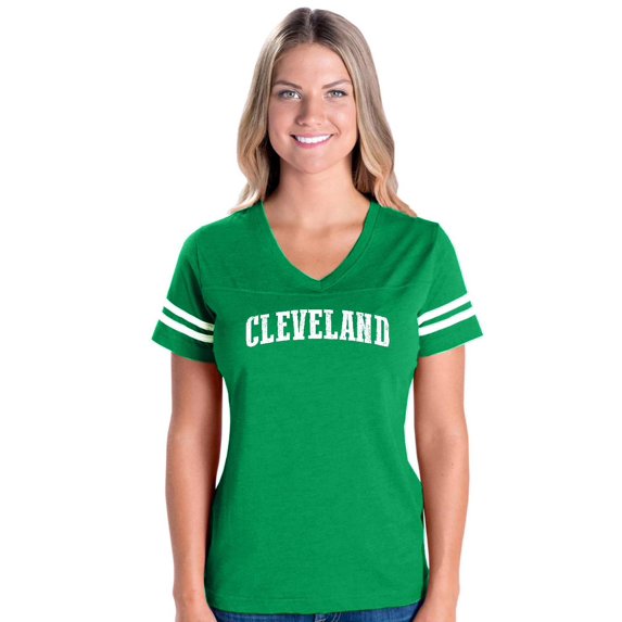 Womens Cleveland Football V-Neck T-Shirt