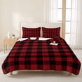 thumbnail image 3 of Twin Quilt Set 68''x86'', Rustic Checkered Lightweight Summer Bedspread Coverlet Set with 2 Pillow Shams, Black Red Buffalo Plaid Breathable All Season Quilt Bedding for Dorm/Bedroom, 3 of 9