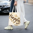 thumbnail image 6 of YFYANG Reusable Cotton Canvas Tote Shopping Bag, Khaki Happy Doodle Washable Portable Grocery Bag for Daily Travel, 6 of 8