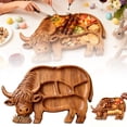 thumbnail image 2 of Highland Cow Wooden Charcuterie Board, Natural Solid Wood with Compartments for Cheese, Meats, Fruit, Farm Themed Party (Cooked Food Platter - Cattle), 2 of 9