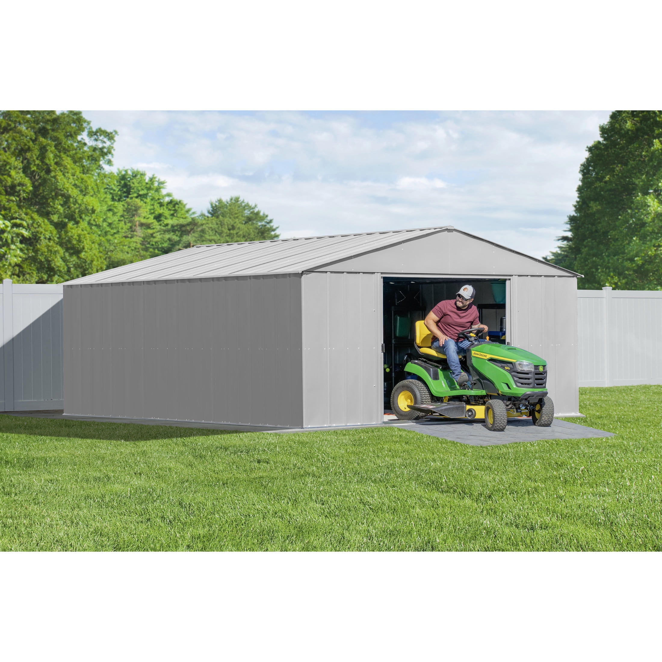 Arrow Classic 14 x 17 x 7 ft Flute Grey Steel Storage Shed