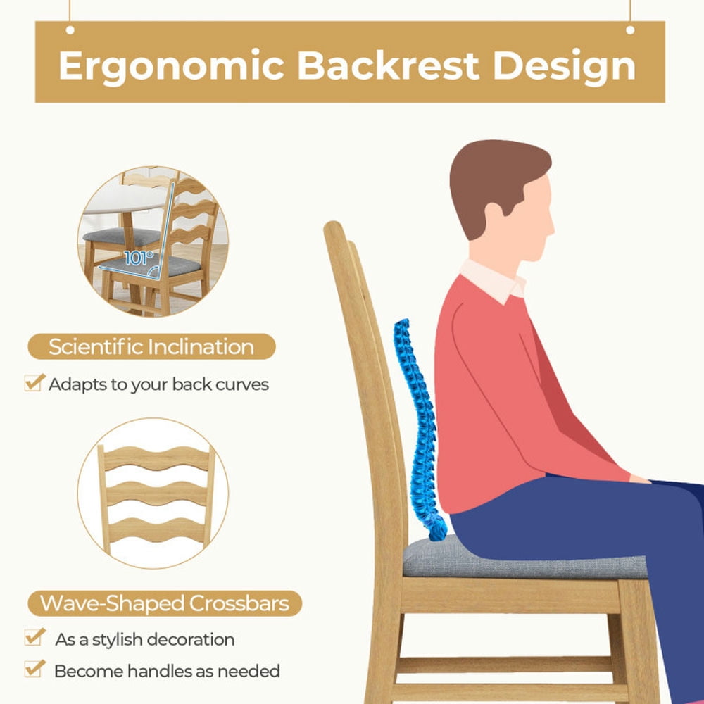 Demi Bonn Set of 2 Dining Chair Linen Fabric Upholstered Kitchen Chairs with Padded Seat for Dining Room Living Room, Beige