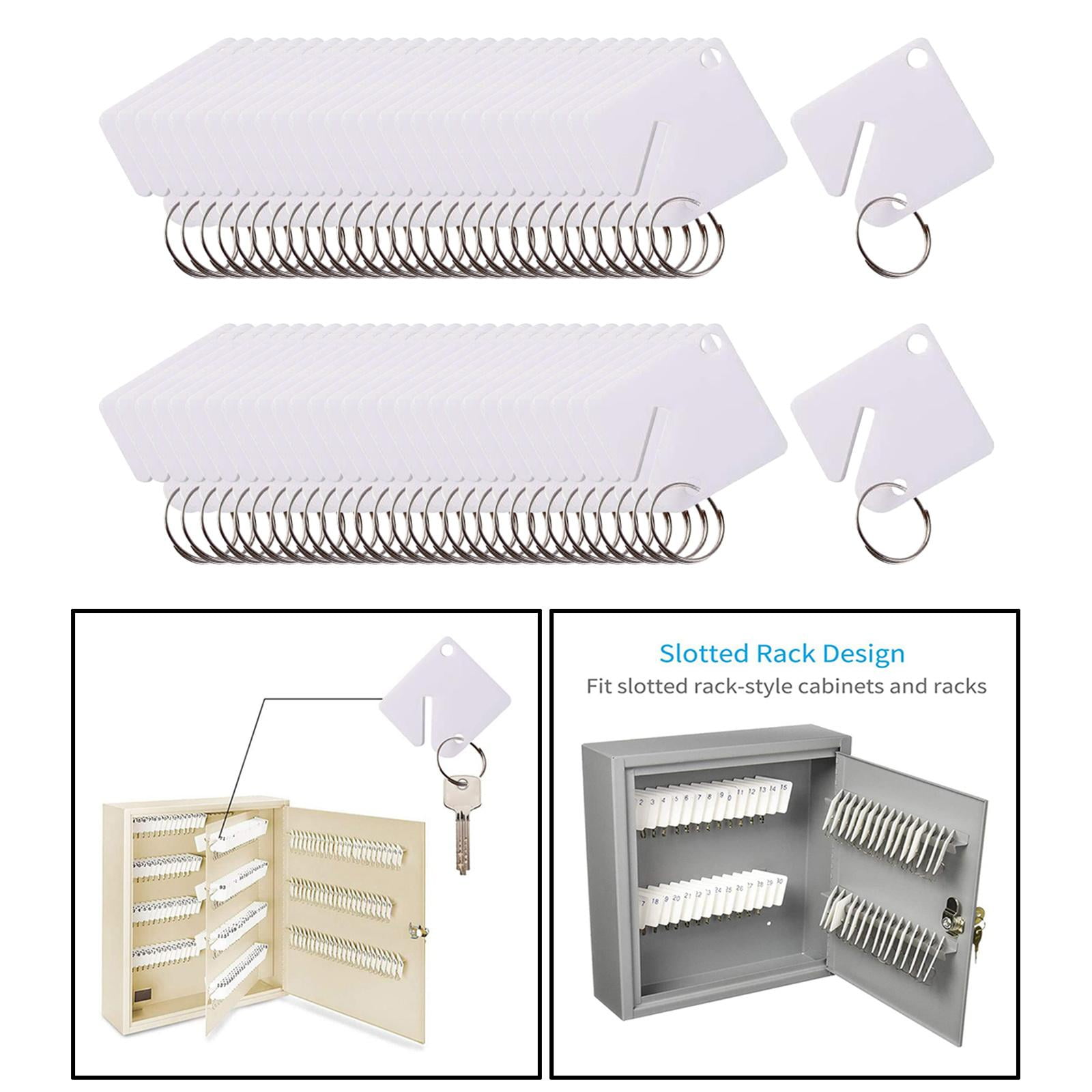 Durable Slotted Rack Key Tags White with Name Tag Key Identify Tags