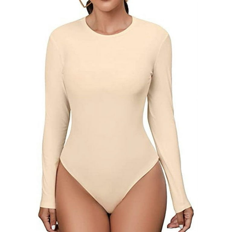 Women's High Neck Sleeveless Bodysuit Buttery Soft Tank Tops Sexy Racerback  Bodysuit-Beige-S 